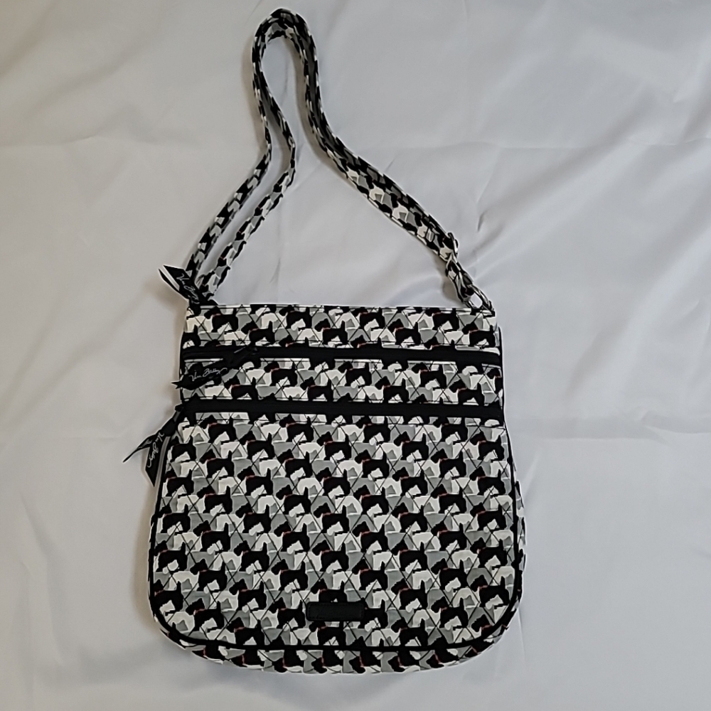Vera Bradley Triple Zip Hipster Crossbody Shoulder Bag Scottie Dogs 11"x 12"
